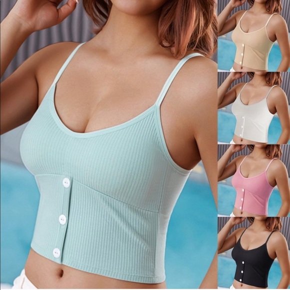 Women’s padded spaghetti strap tank top w/buttons - Picture 14 of 14